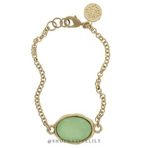 Jane Marie Faceted Glass Bracelet Gold Chain Light Green Adjustable NWT